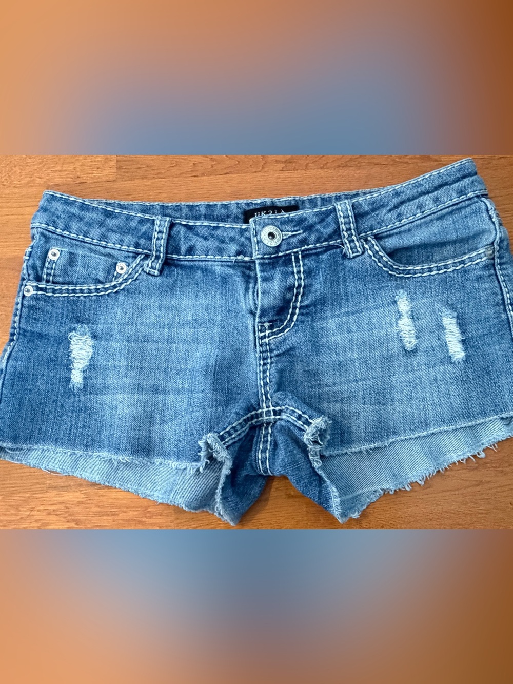 UK2LA Light Blue Distressed Denim Cutoff Shorts